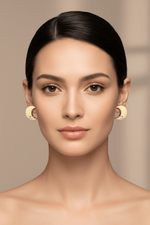 14k Solid Gold Half-Moon Diamond Stud Earring, 0.04 ct TW - JewelryNest LLC