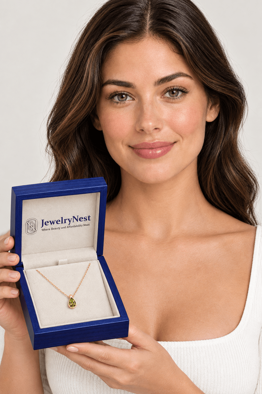 14k Solid Gold Pear-Shaped Peridot Solitaire Necklace (1.0 cts. tw.) - JewelryNest LLC