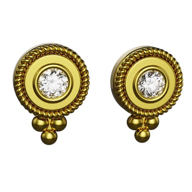 14k Solid Gold Round Grape Bezel Diamond Earrings (0.30.ct.tw)