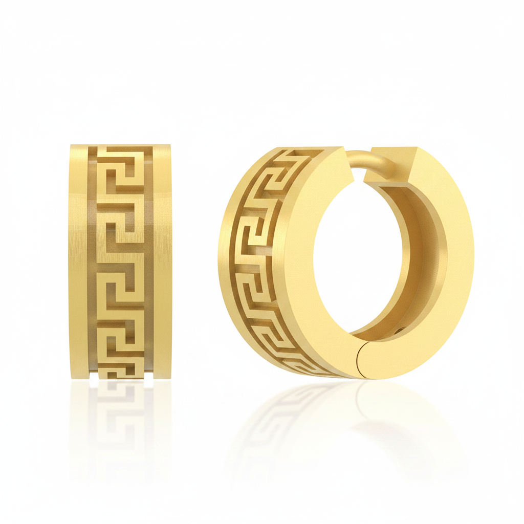 Greek Key Huggie - White BG