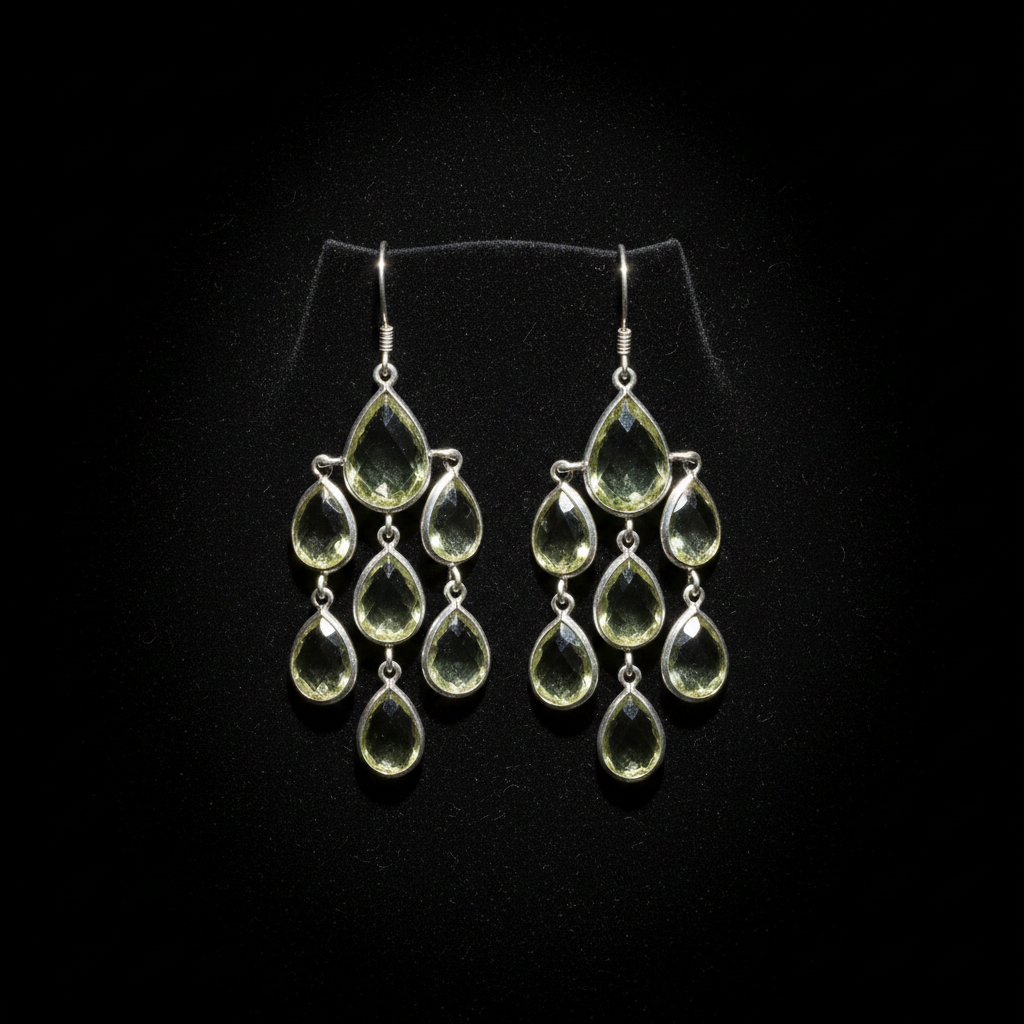 Green Amethyst Earrings - Flat Lay
