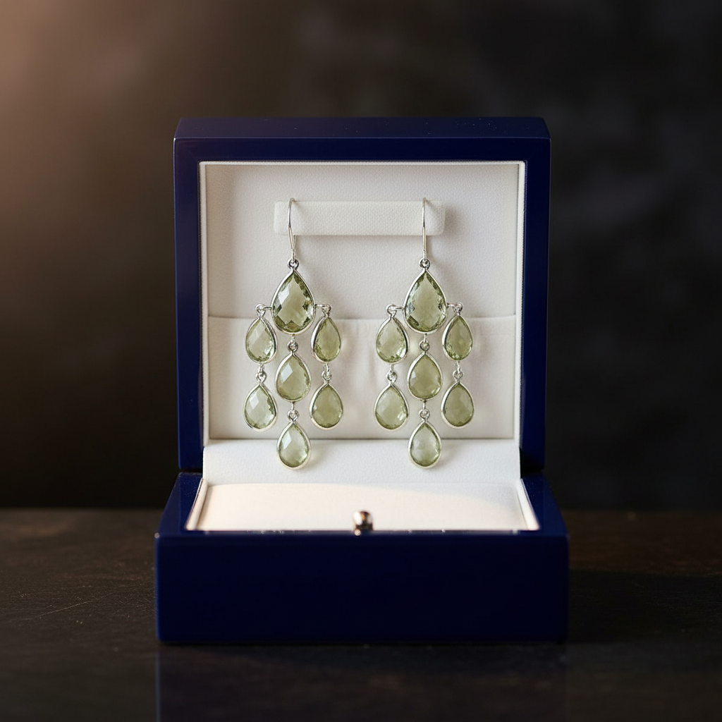 Green Amethyst Earrings - Jewelry Box