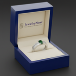 Green Emerald Ring in Royal Blue Box with JewelryNest Logo