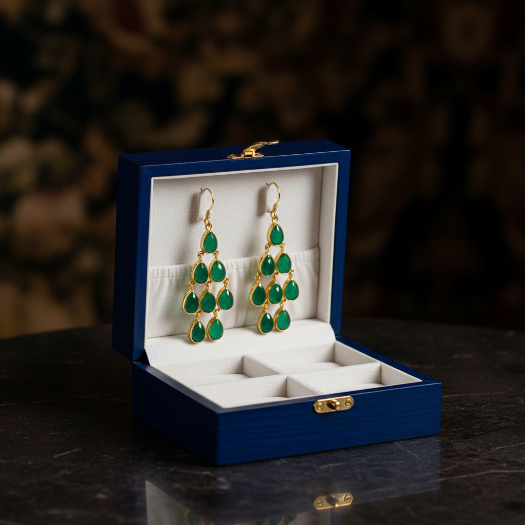Green Onyx Earrings - Jewelry Box