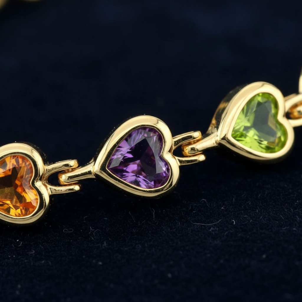 Heart Gemstone Bracelet - Close Up