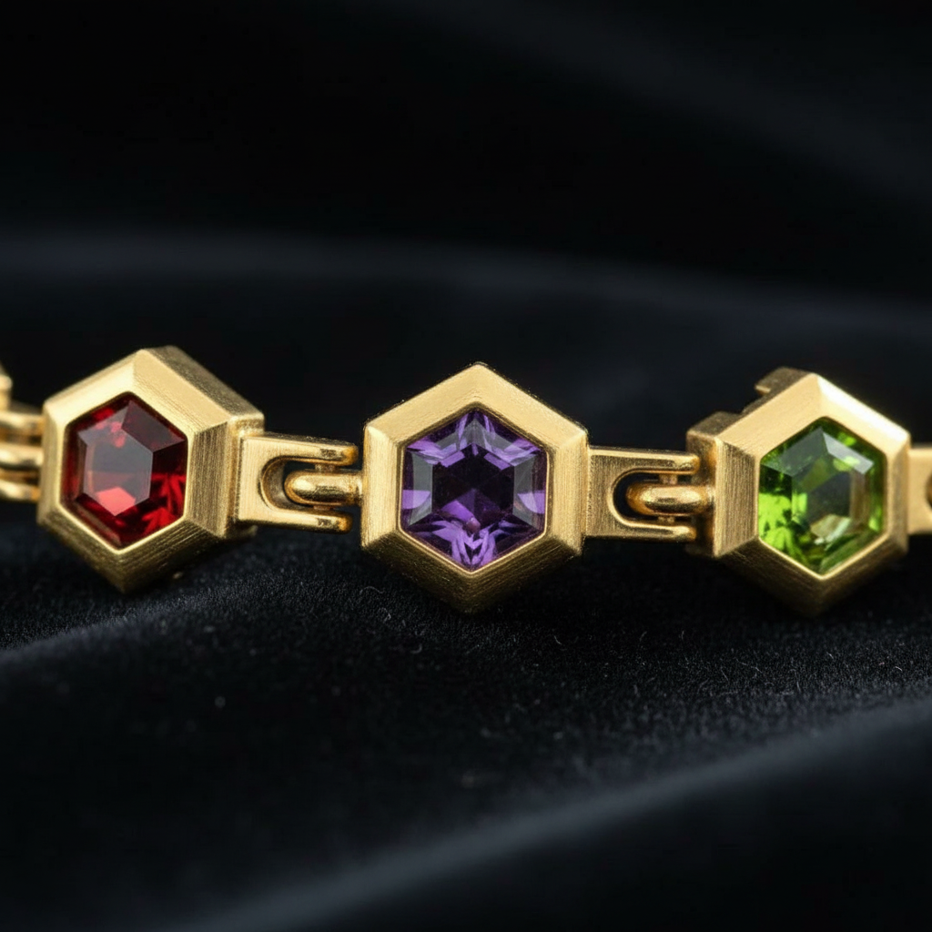 Hexagon Gemstone Bracelet - Close Up