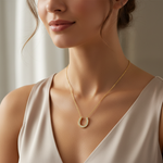 Horseshoe Diamond Necklace on Model