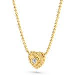 14k Gold Heart-shaped Caviar Diamond Necklace (0.03.ct.tw)