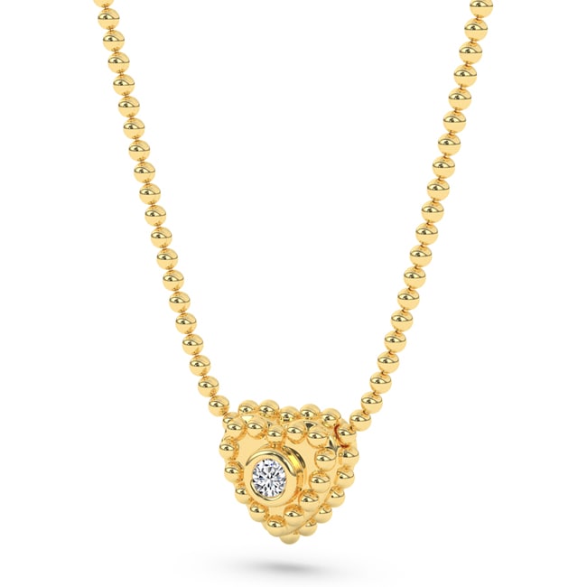14k Gold Heart-shaped Caviar Diamond Necklace (0.03.ct.tw)