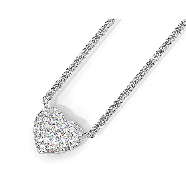 14k Gold Diamond Puffed Heart-Shaped Necklace (0.24.ct.tw)