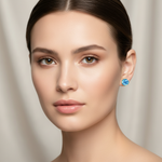 Swiss Blue Topaz Stud Earrings on Face