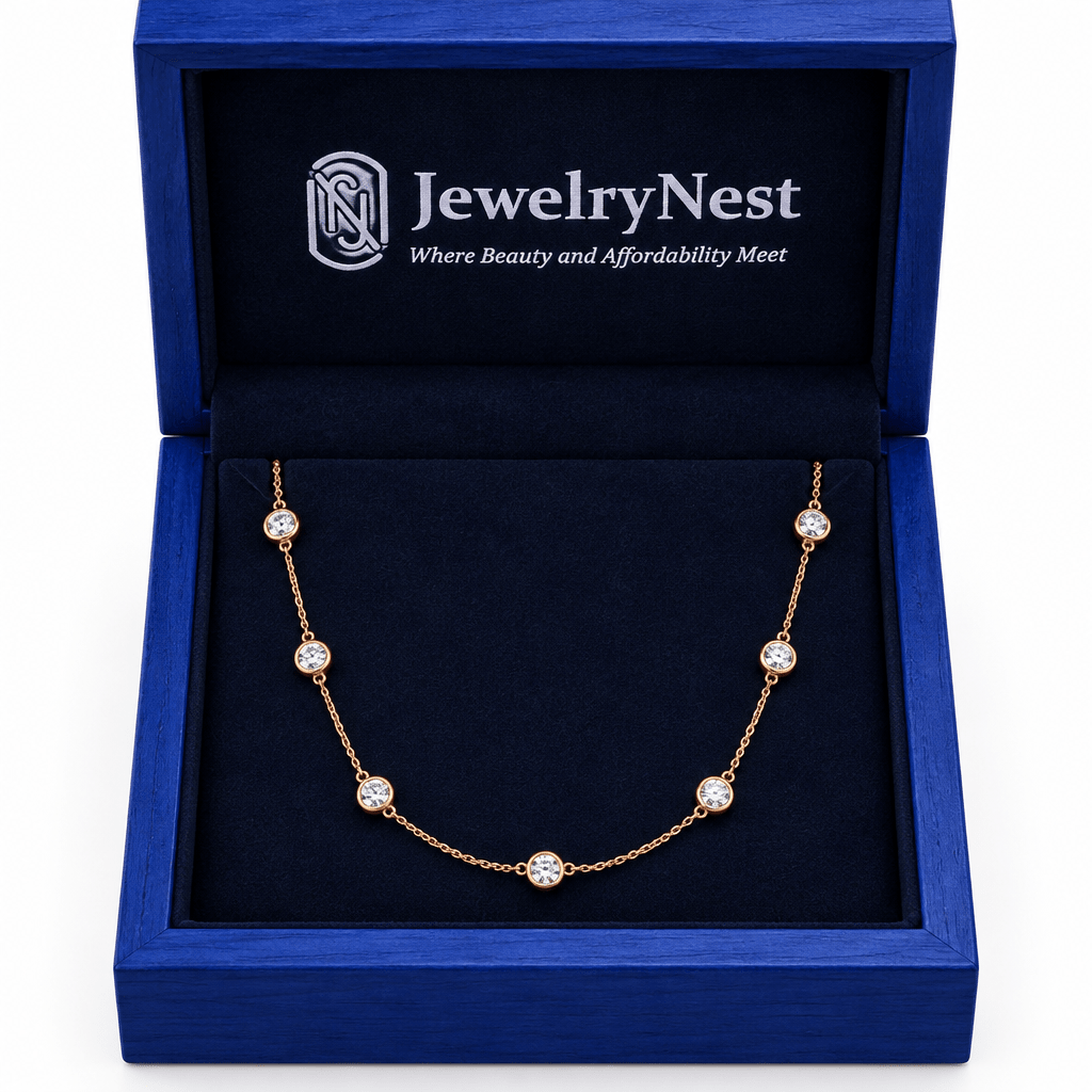 14k Rose Gold Round Diamonds Stationary Necklace (0.70.ct.tw) - JewelryNest LLC
