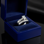 14k gold emerald cut diamond wedding band set with 1.90 carats total weight, featuring shimmering diamonds and a sleek bridal design.