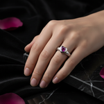 Pink sapphire heart-shaped fashion ring in 14k gold with 0.40 ct. total weight, showcasing a delicate and elegant design.