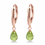 14k gold peridot chandelier earrings with briolette gemstones and 2.80 carats total weight, featuring elegant jewelry design