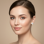 CZ Bezel Stud Earrings on Face
