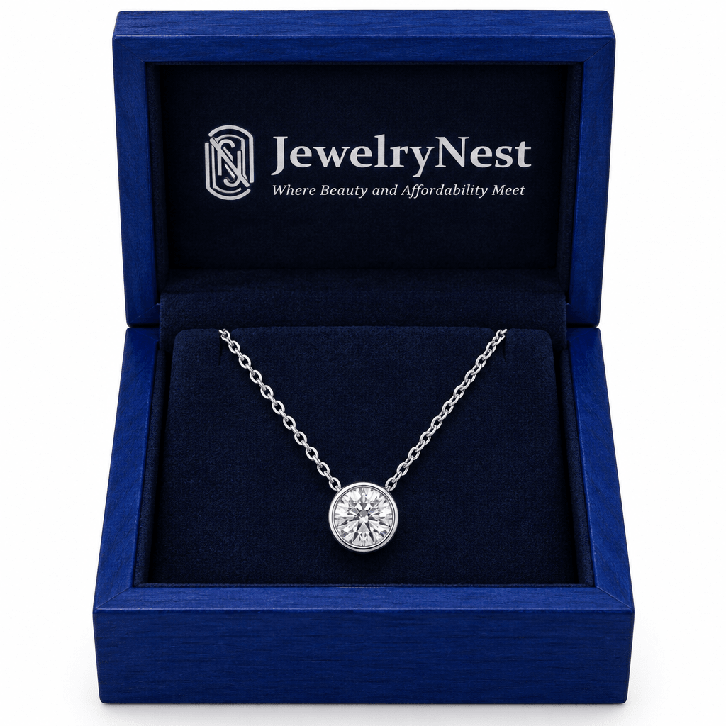 14k Diamond Tapered Bezel Solitaire Necklace (0.40.ct.tw) - JewelryNest LLC