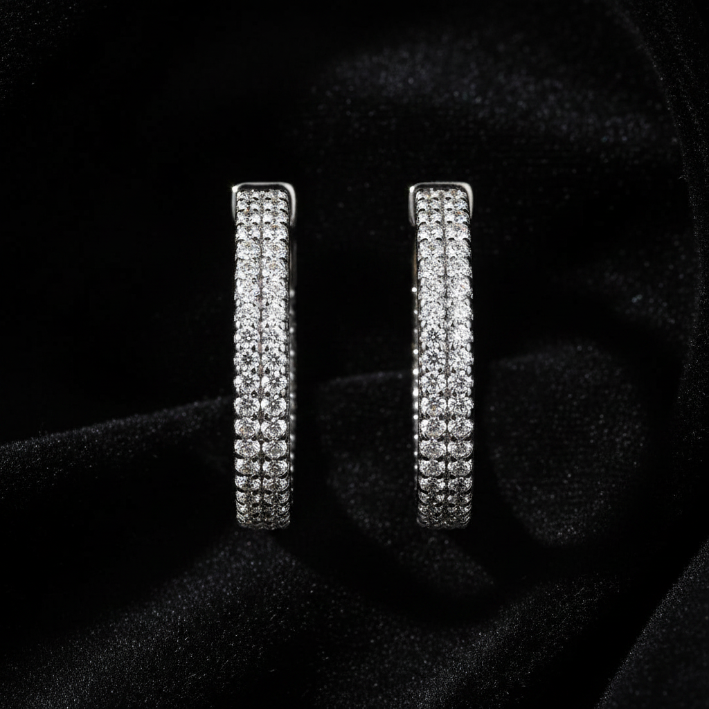 In & Out Diamond Huggie WG - Flat Lay