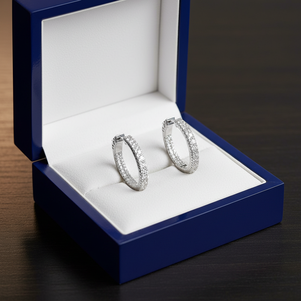 In & Out Diamond Huggie WG - Jewelry Box