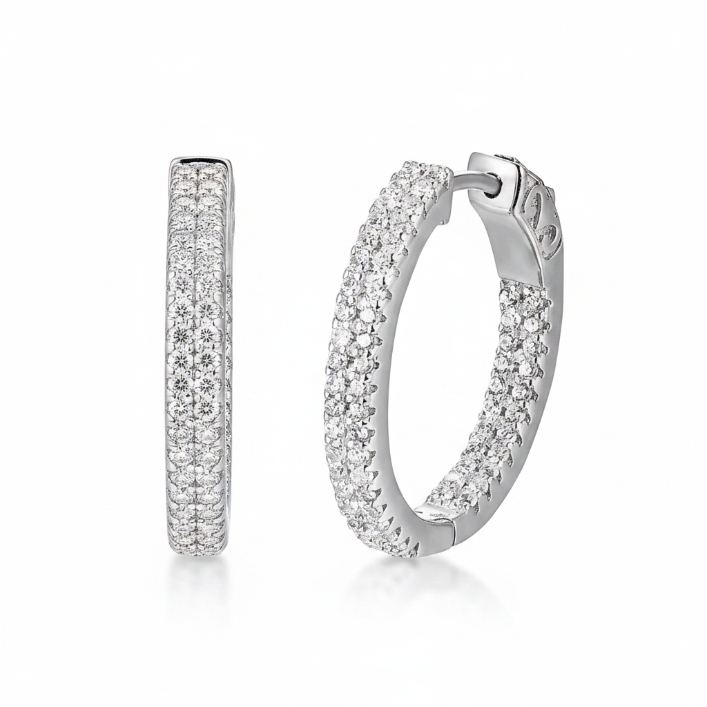 In & Out Diamond Huggie WG - White BG