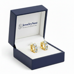 JewelryNest Diamond Huggie Earrings in Royal Blue Wooden Box