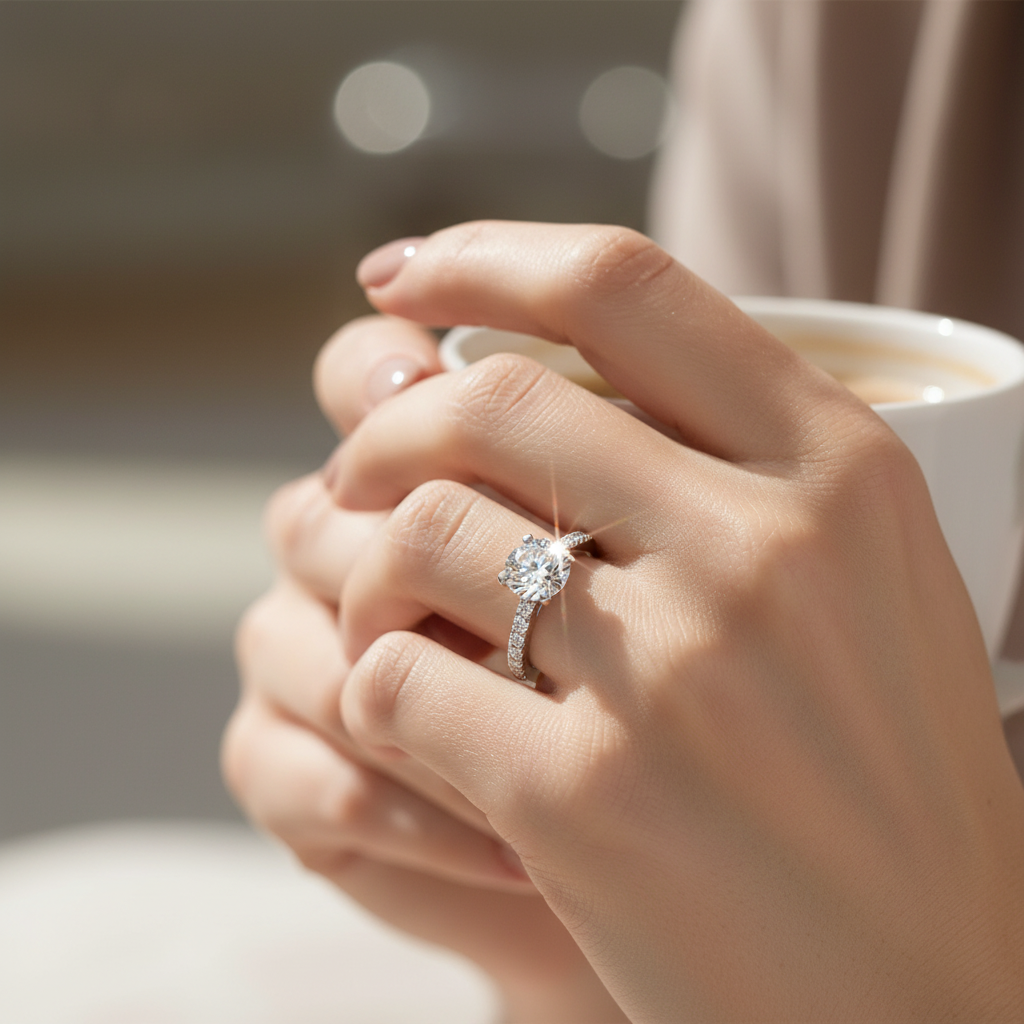 Lab-Grown Solitaire Ring - On Model