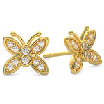 14k Solid Gold Diamond Mini Butterfly Earrings (0.12.ct.tw)