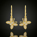 14k Gold Diamond Dangle Mini Butterfly Earrings (0.12.ct.tw)