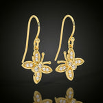 14k Gold Diamond Dangle Mini Butterfly Earrings (0.12.ct.tw)