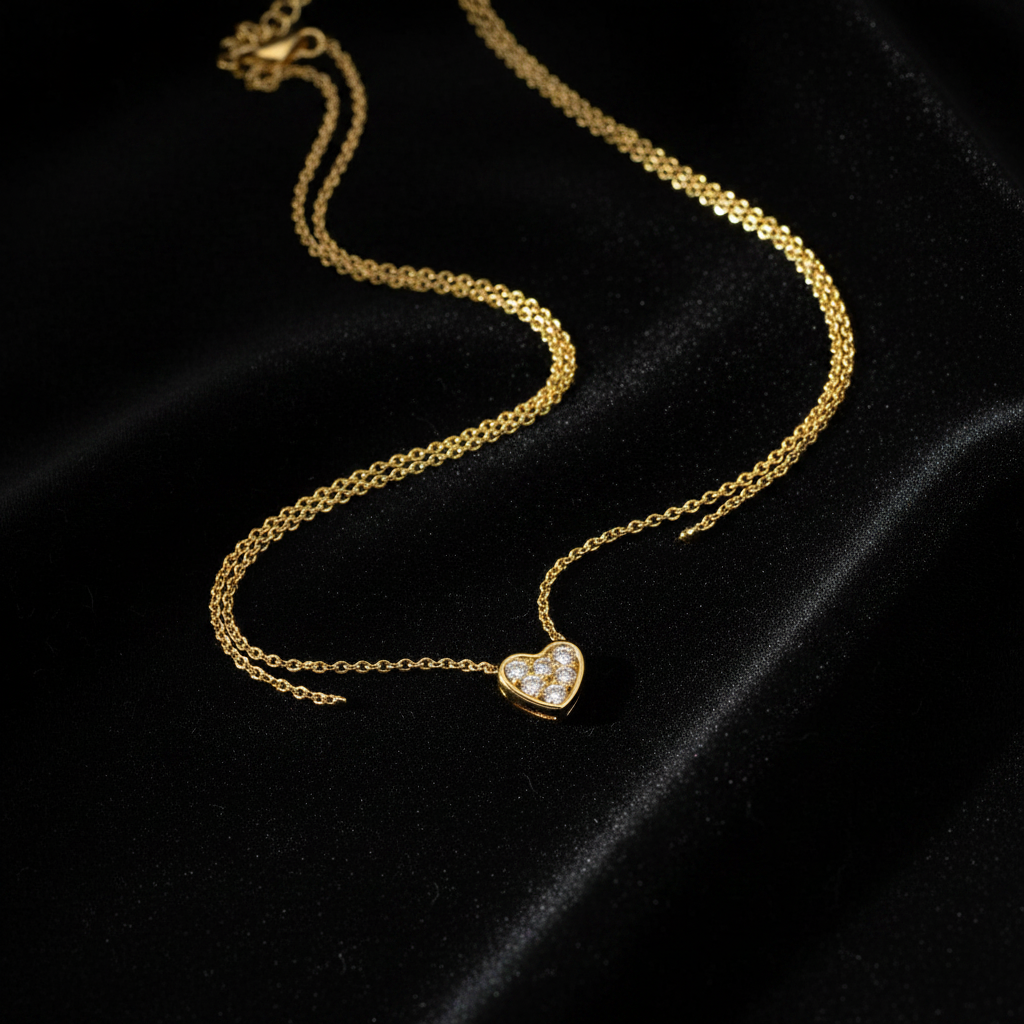 Mini Heart Necklace - Flat Lay