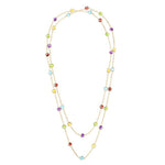 14k Checkerboard Fancy Cut Gemstone By The Yard Necklace (29.0.cts.tw)
