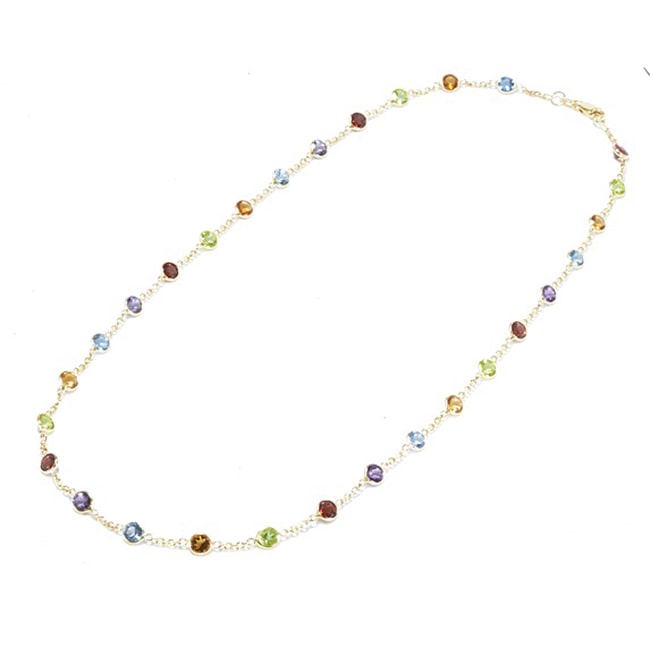 14k Gold Multi Stone By The Yard Necklace (7.25.cts.tw)