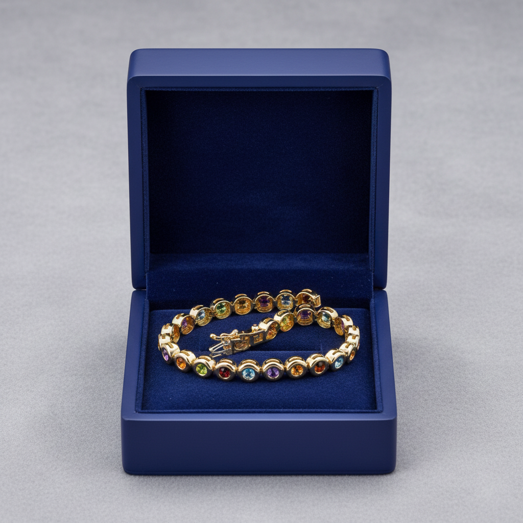 Multi-Color Gemstone Bracelet in box
