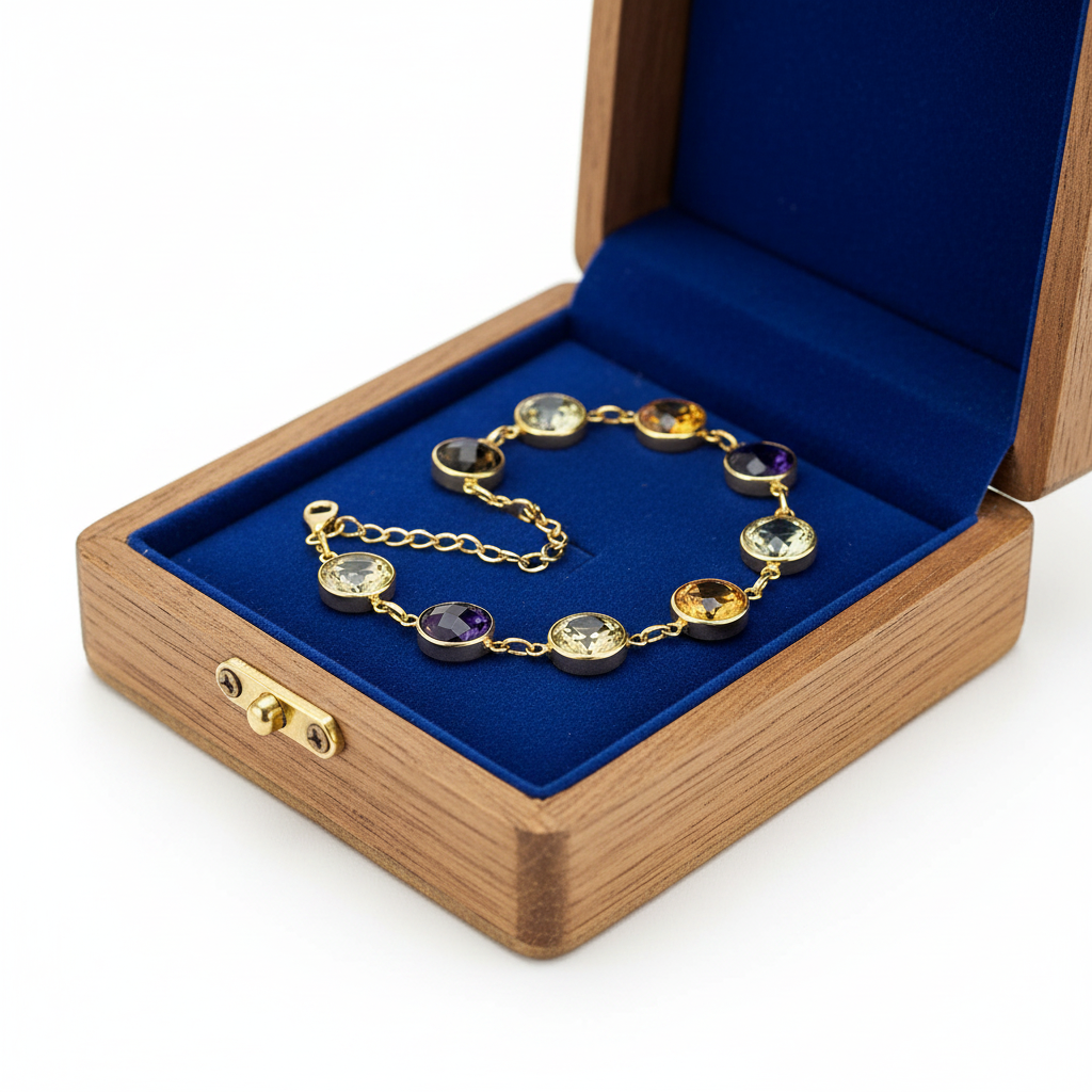 Multi-Gemstone Bracelet in Royal Blue Box