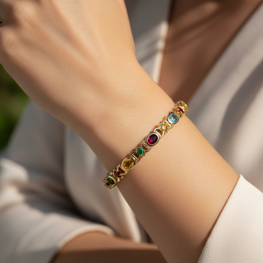 Multi Gemstone Bracelet - On Wrist
