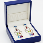 Multi Gemstone Briolette Earrings in Royal Blue Wooden Box
