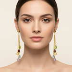 Multi-Gemstone Briolette Earrings on Model
