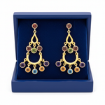 Multi-Gemstone Chandelier Earrings in Royal Blue Box