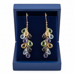 Multi-Stone Briolette Chandelier Earrings in Royal Blue Box
