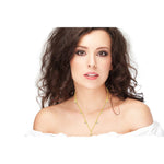 14k Gold Round Diamond Dangle Necklace On Woman Neck (0.25.ct.tw)