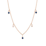 14k Round Sapphire Diamond Drop Necklace (0.50.ct.tw)