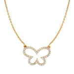 14k Yellow Gold Diamond Medium Butterfly Necklace (0.24.ct.tw)