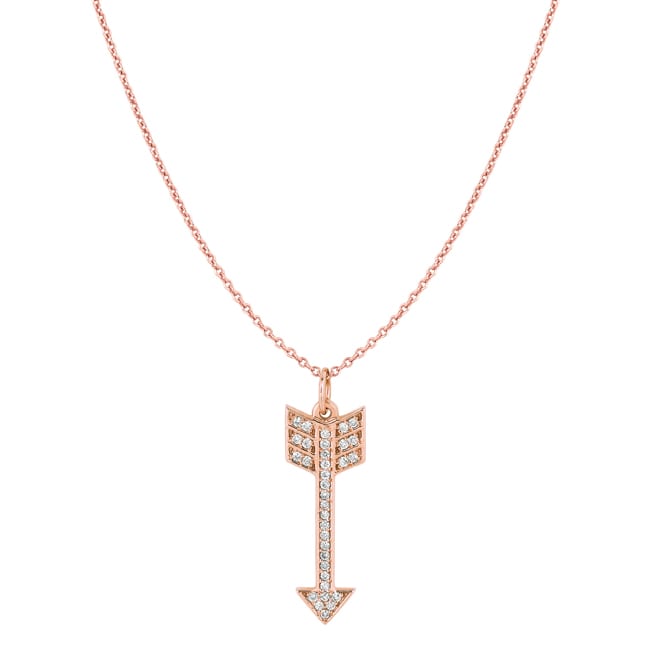 14k Pink Gold Diamond Arrow Necklace (0.17.ct.tw)