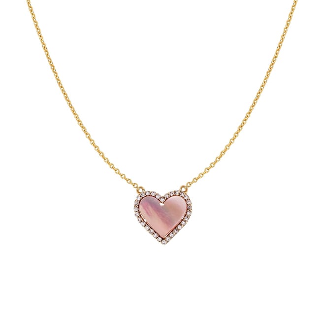 Open Heart-Shape Diamond Mother Of Pearl Necklace (1.65.cts.tw)