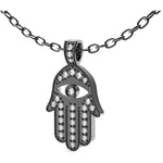 14k Black Rhodium Gold Hamsa Diamond Necklace (0.35.ct.tw)