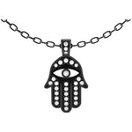 14k Black Rhodium Gold Hamsa Diamond Necklace (0.35.ct.tw)