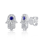 14k Gold Diamonds Sapphires Hamsa Earring (0.45.ct.tw)