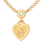 14k Solid Yellow Heart-Shaped Cherub Diamond Necklace (0.0.5.ct.tw)