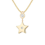 14k Yellow Gold Diamond Star Pendant Necklace (0.0.6.ct.tw)