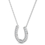 14k Horse-Shoe Solid Gold Diamond Pendant Necklace (0.36.ct.tw)